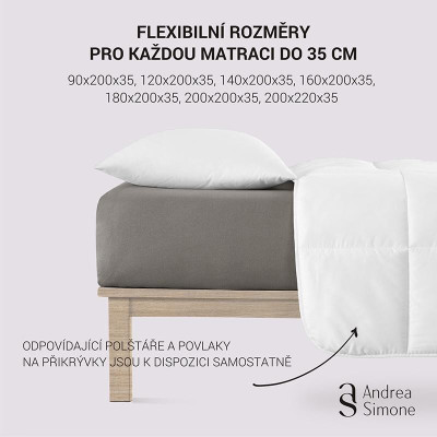 Jersey Lycra prostěradlo Andrea Simone boxspring - Granite Gray (18-5204)