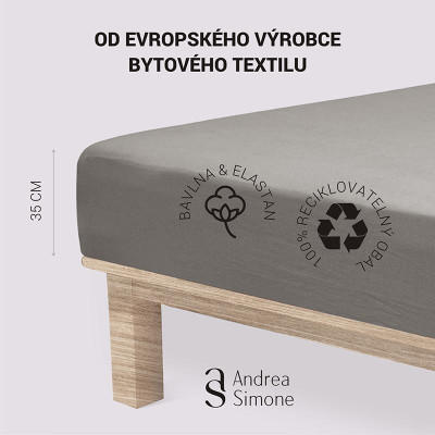 Jersey Lycra prostěradlo Andrea Simone boxspring - Granite Gray (18-5204)